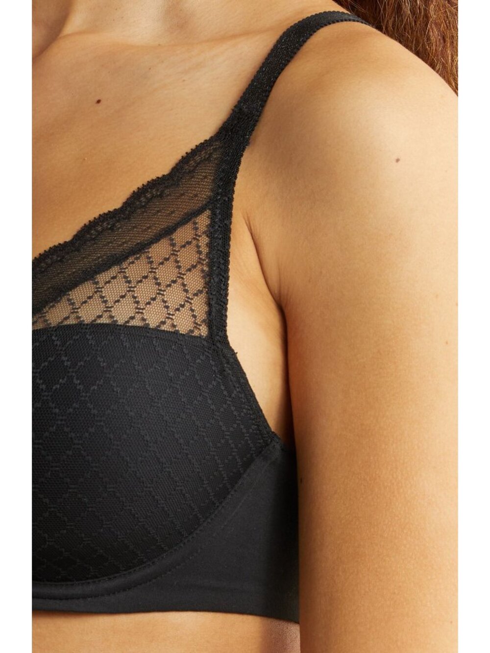 🆕CHANTELLE Norah Chic Plunge T-Shirt Underwire Bra 36H Black #16MNA - Picture 5 of 11